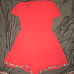 Pink strapless romper